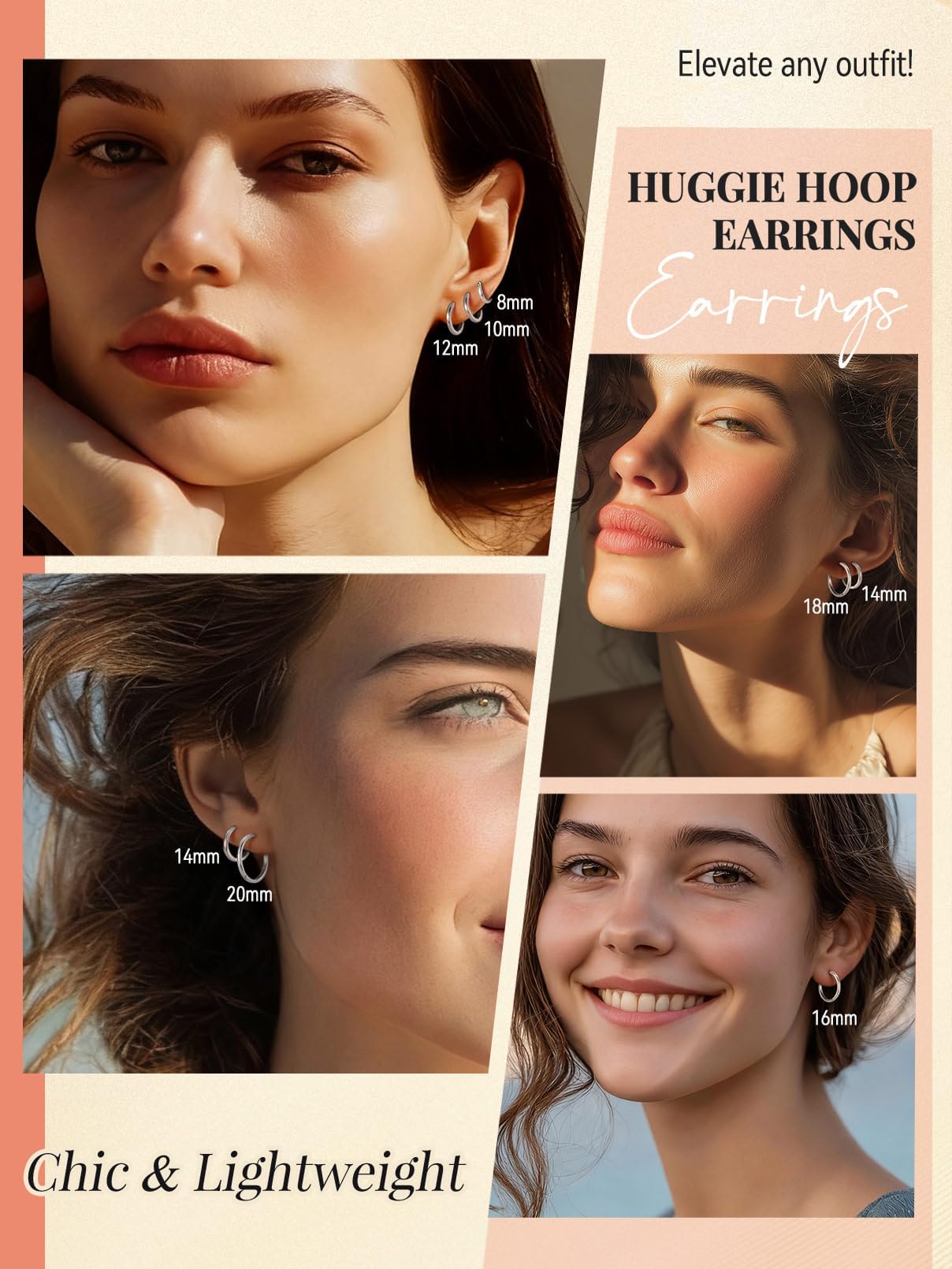 FaithHeart Hoop Earrings for Women, Silver Hypoallergenic Huggie Hoop Earrings, Small Cartilage Earrings for Women 18mm, Send Gift Box