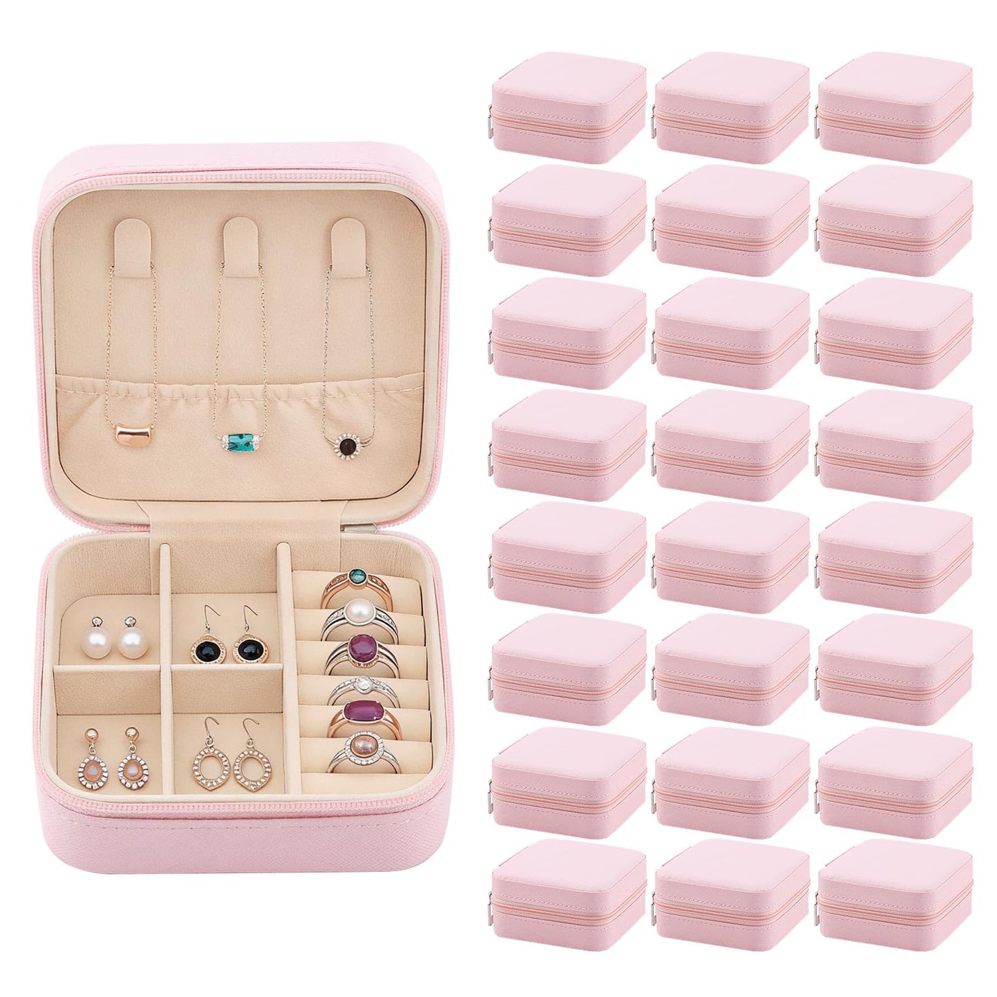 Easytle 24 Pcs Travel Jewelry Box Exquisite Travel Jewelry Case Portable Jewellery Storage Holder Organizer Box Small Jewelry Organizer for Rings Earrings Necklaces Pendants Bracelets Watches