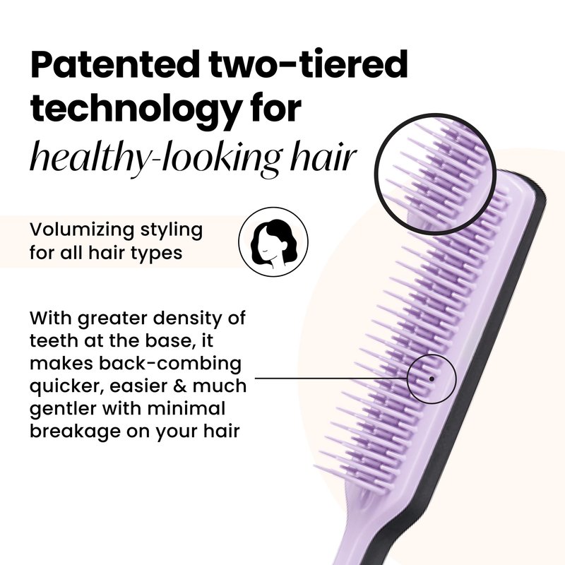 Tangle Teezer The Ultimate Volumizer Comb, Teasing Comb with Two-Tiered Teeth for Volume & Texture, and All Hair Types, Lilac & Black