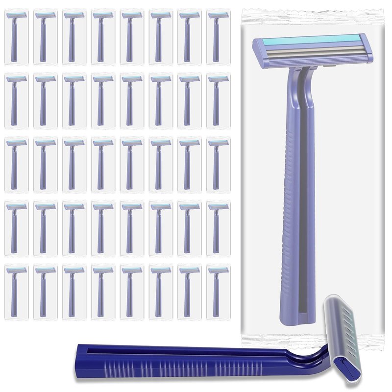 Molain 200Pcs Twin Blade Razors for Men, Twin Blade Disposable Razors With Clear Safety Cap, Stainless Steel Disposable Shaver, Multipurpose Portable Manual Shaver for Bathing Hotel Travel