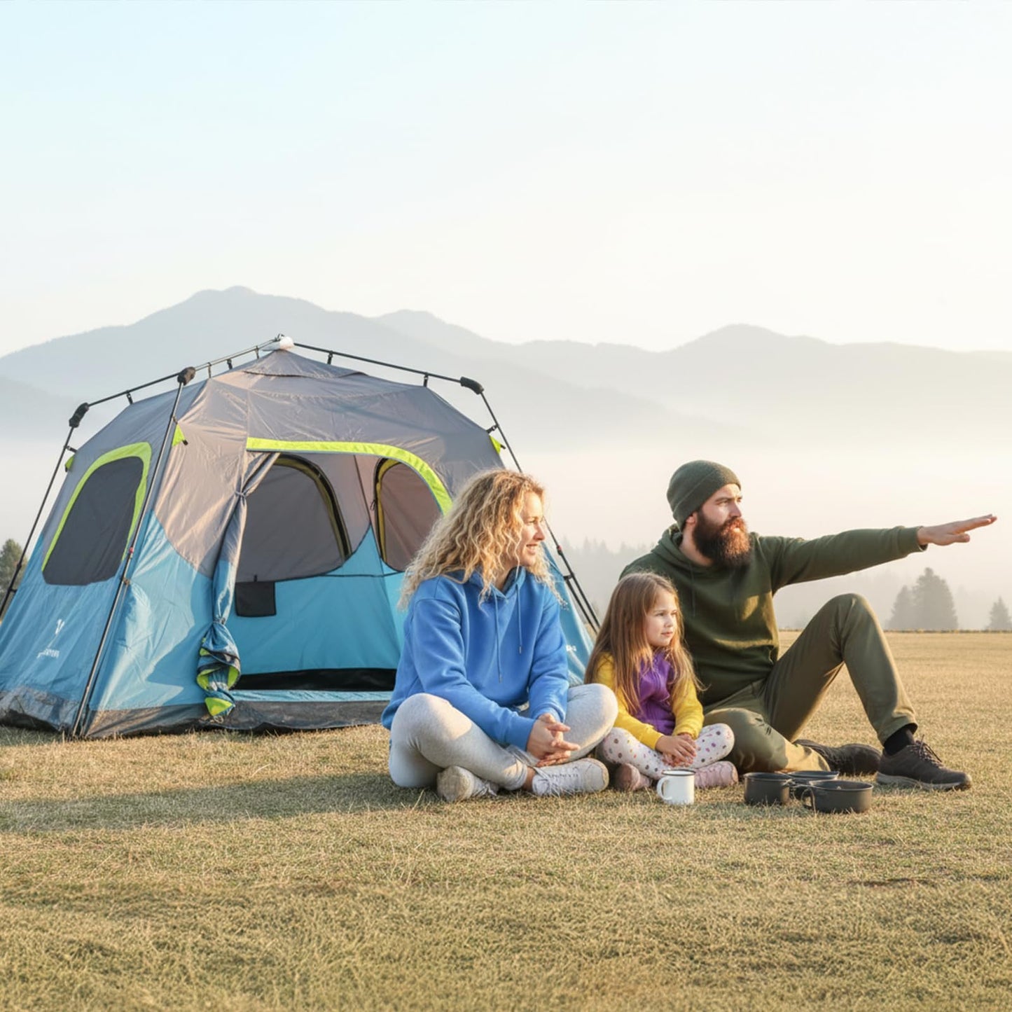 CAMEL CROWN Instant Tents for Camping 2-4 Person Tent Waterproof Easy Setup Sets Up in 60 Seconds Backpacking Tents with Carry Bag for Outdoor Hiking Ink Blue