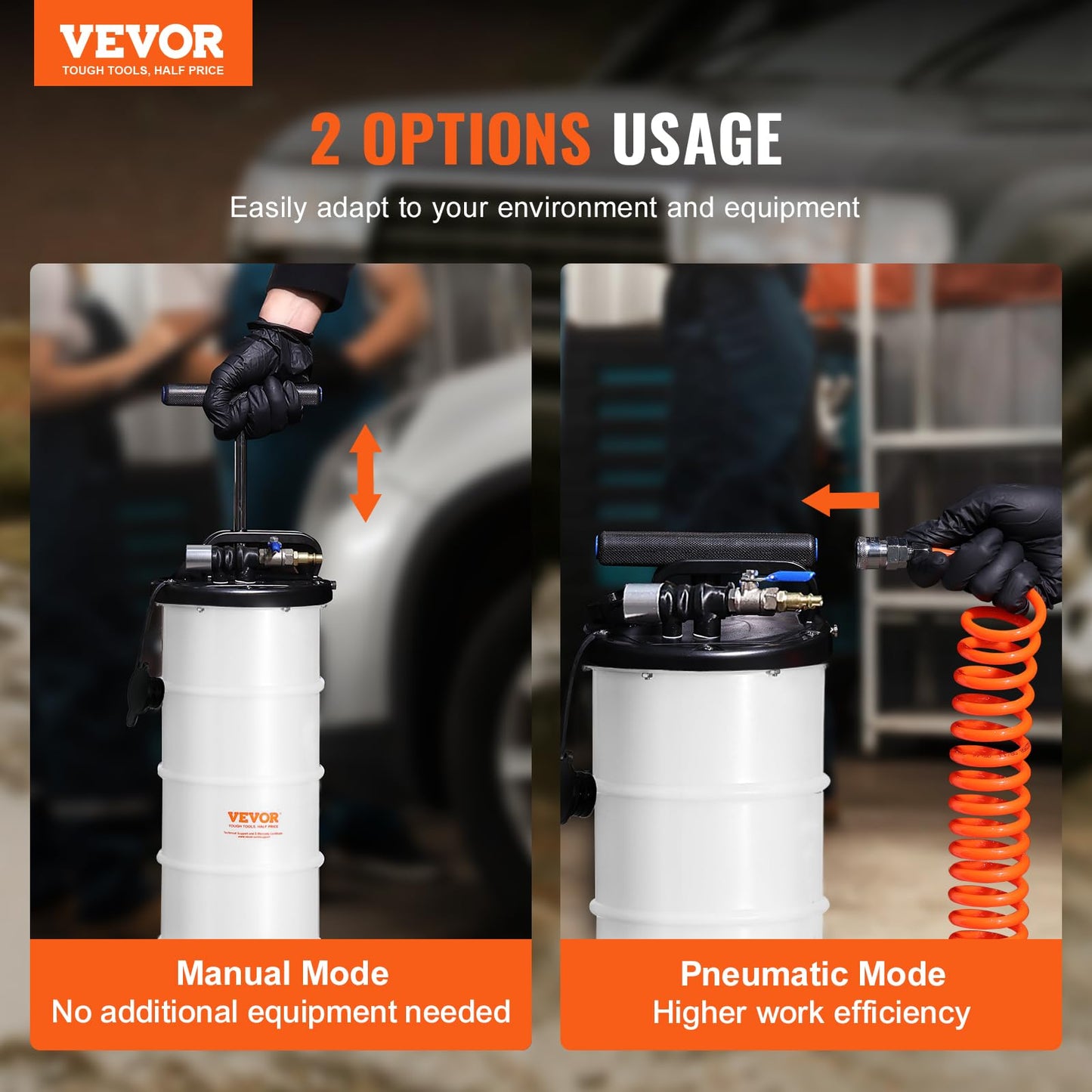 VEVOR 6.5L Pneumatic/Manual Oil Extractor Pump, Fluid Extractor Pump for Automotive Fluids Vacuum Evacuation, Oil Change & Fluid Change Tool with Dipstick and Suction Hose