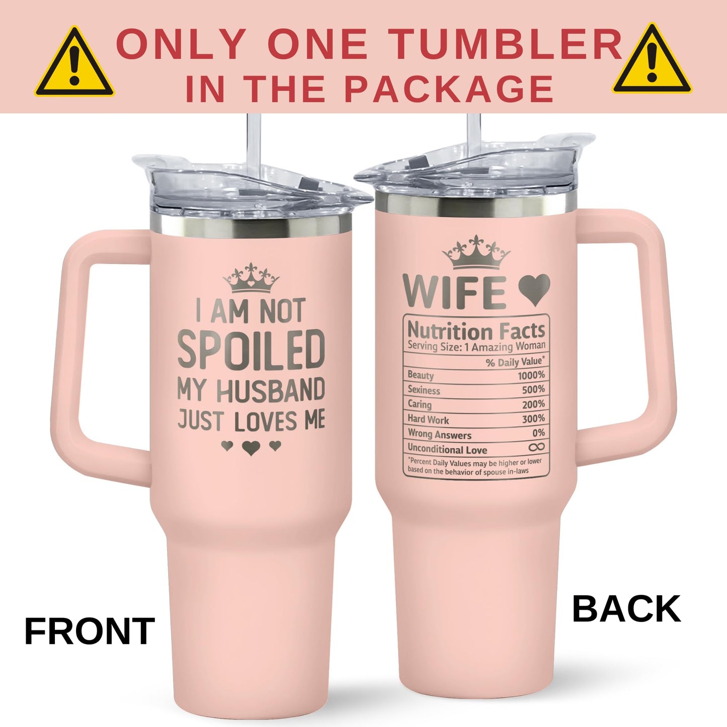 KatAndNat Gifts for Wife - Wife Gifts for Her - Wedding Anniversary for Women, Birthday, Valentines, Mothers Day, Christmas Gift for Her - Romantic Love Ideas - 40 Oz Pink Tumbler with Lid & Straw