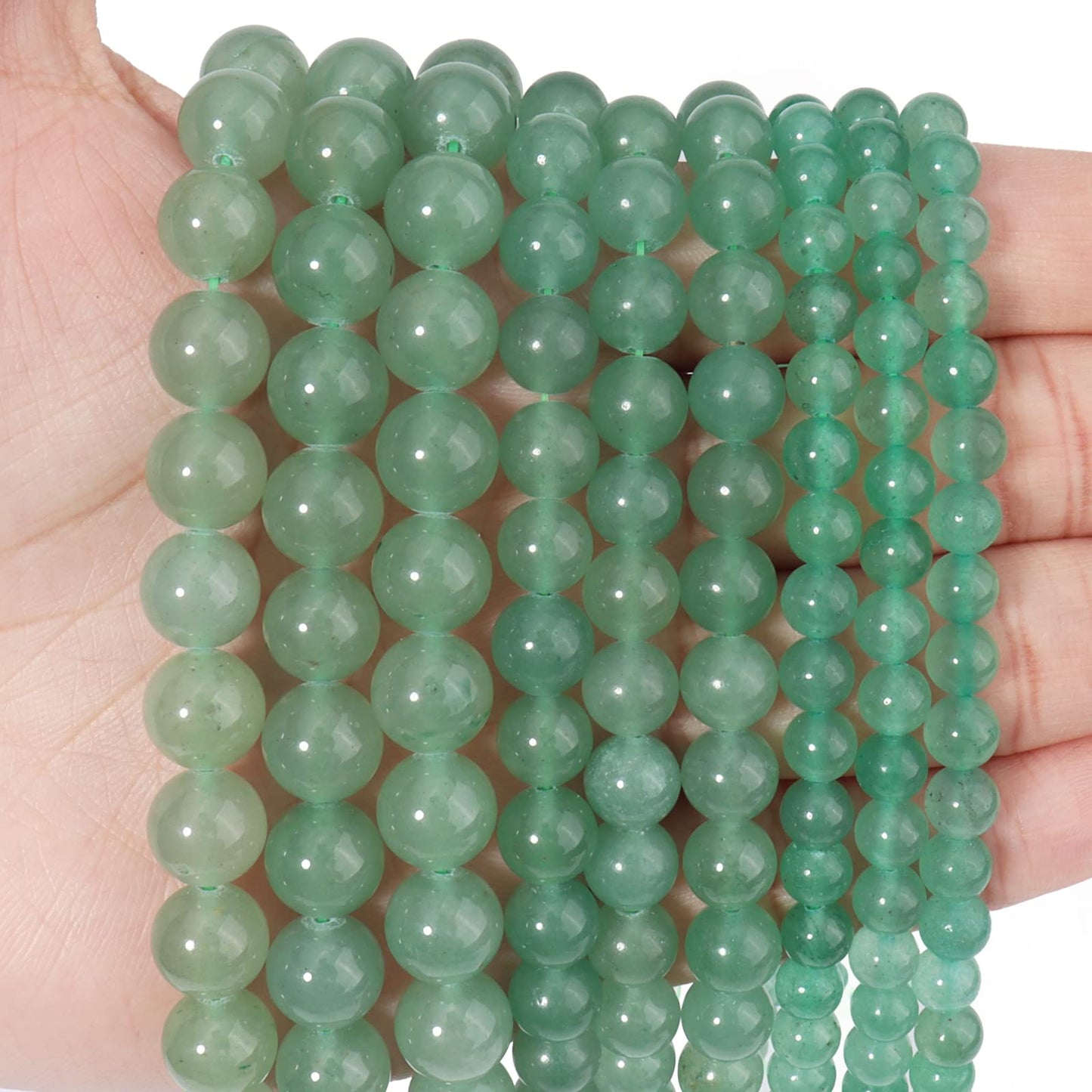 60pcs 6mm Natural Stone Beads Green Aventurine Beads Energy Crystal Healing Power Gemstone for Jewelry Making, DIY Bracelet Necklace