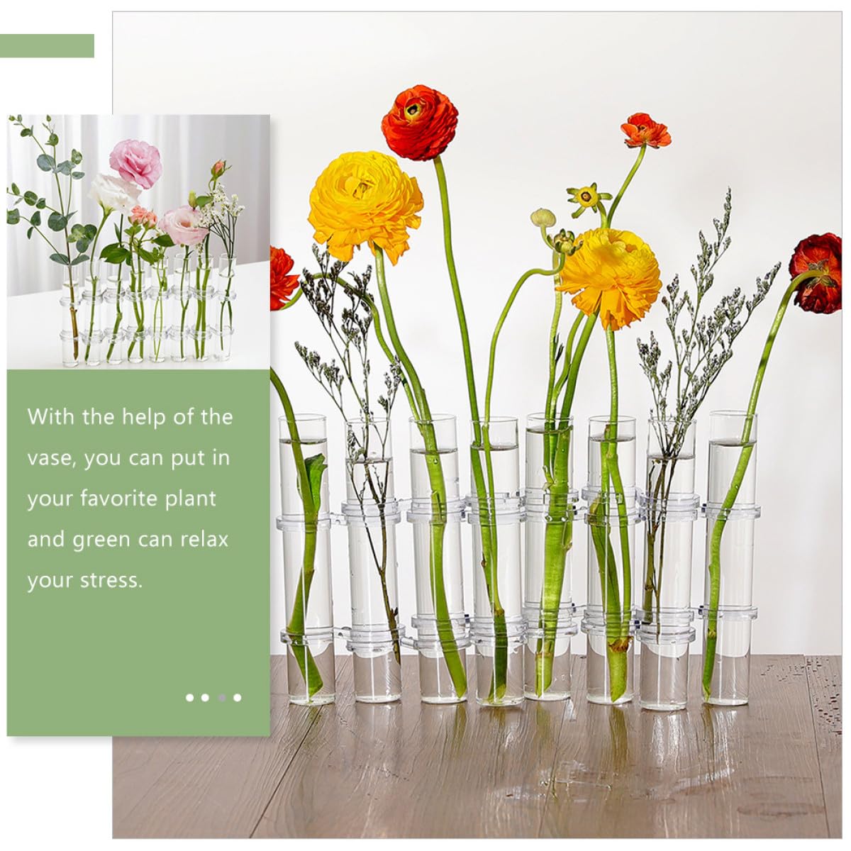 Balacoo Test Tube Glass Vases 8pcs Large Hydroponic Plant Propagation Tubes with Cleaning Brush for Home Decor and Succulent Terrarium Gardening