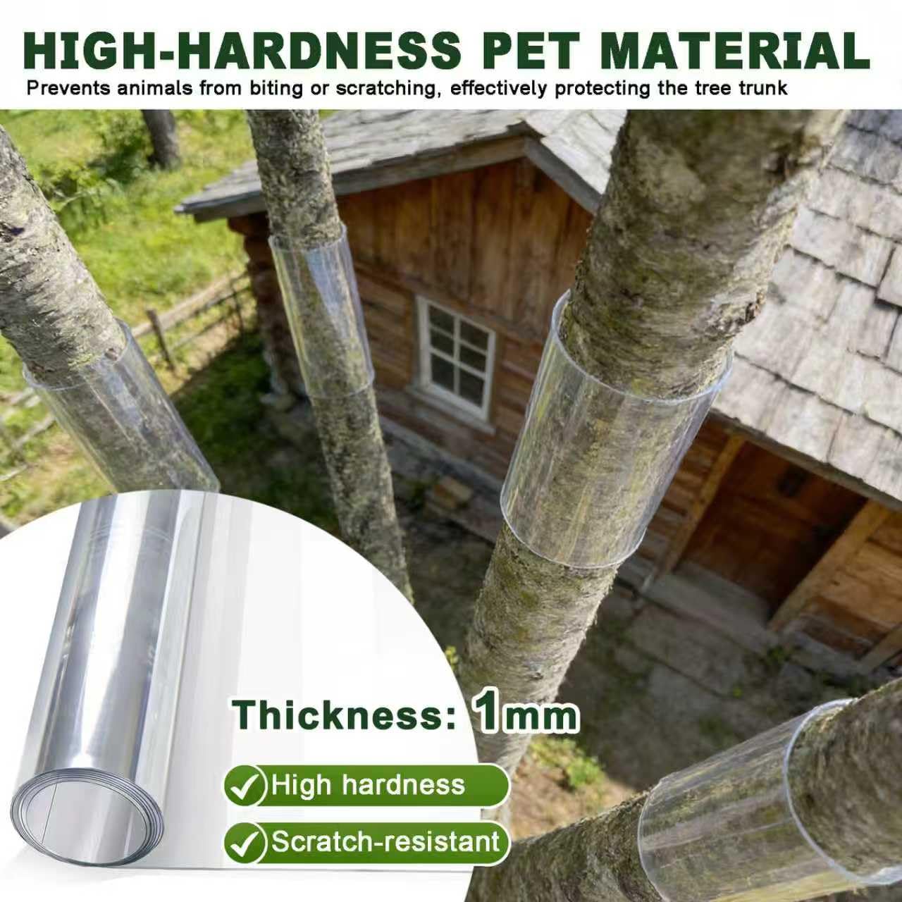 Serendipresent Tree Trunk Protector Guard - 60" L x 16" W PET Plastic Wrap for Iguana & Cat Prevention, Including Waterproof Transparent Acrylic Double-Sided Adhesive