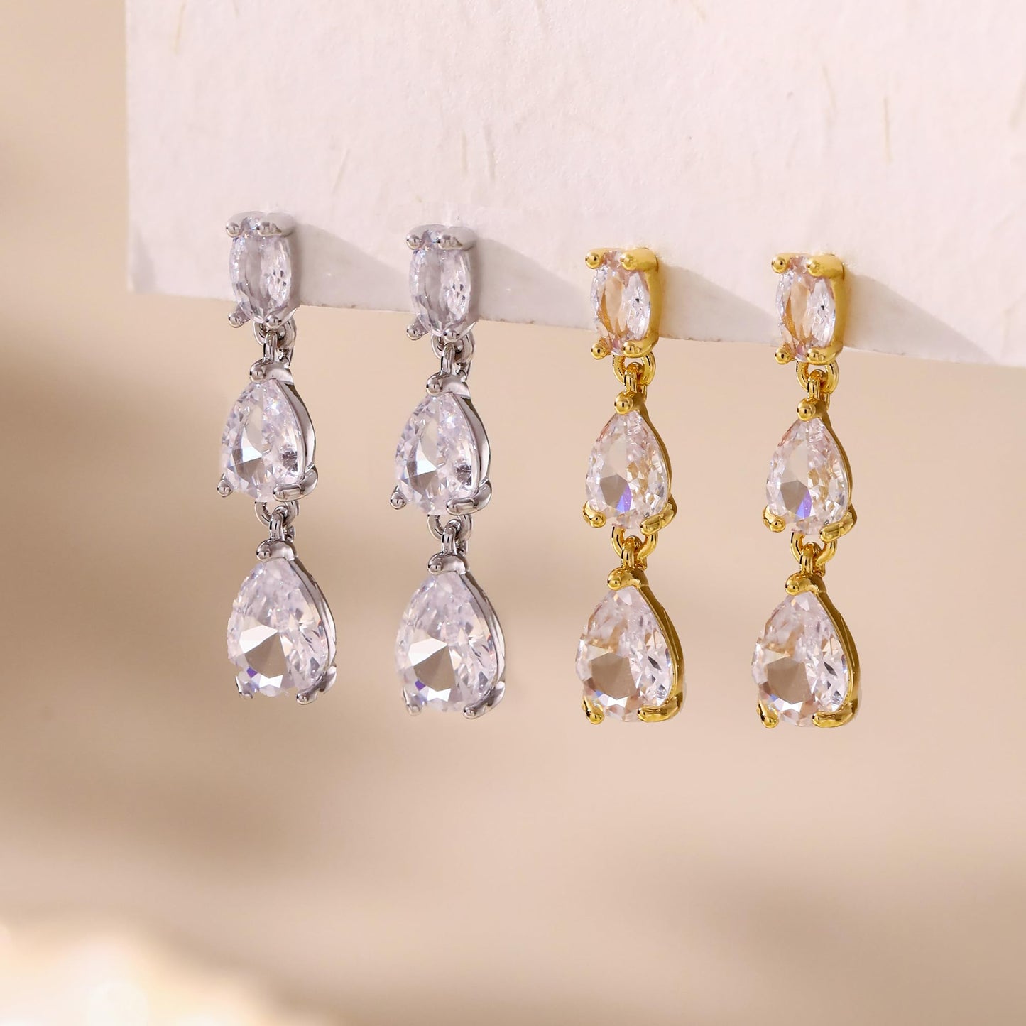 Solistra Dangle Earrings for Women Trendy Silver Plated Cubic Zirconia Drop Earring Hypoallergenic Silver Earrings for Women Wedding Jewelry Valentines Day Gifts for Her