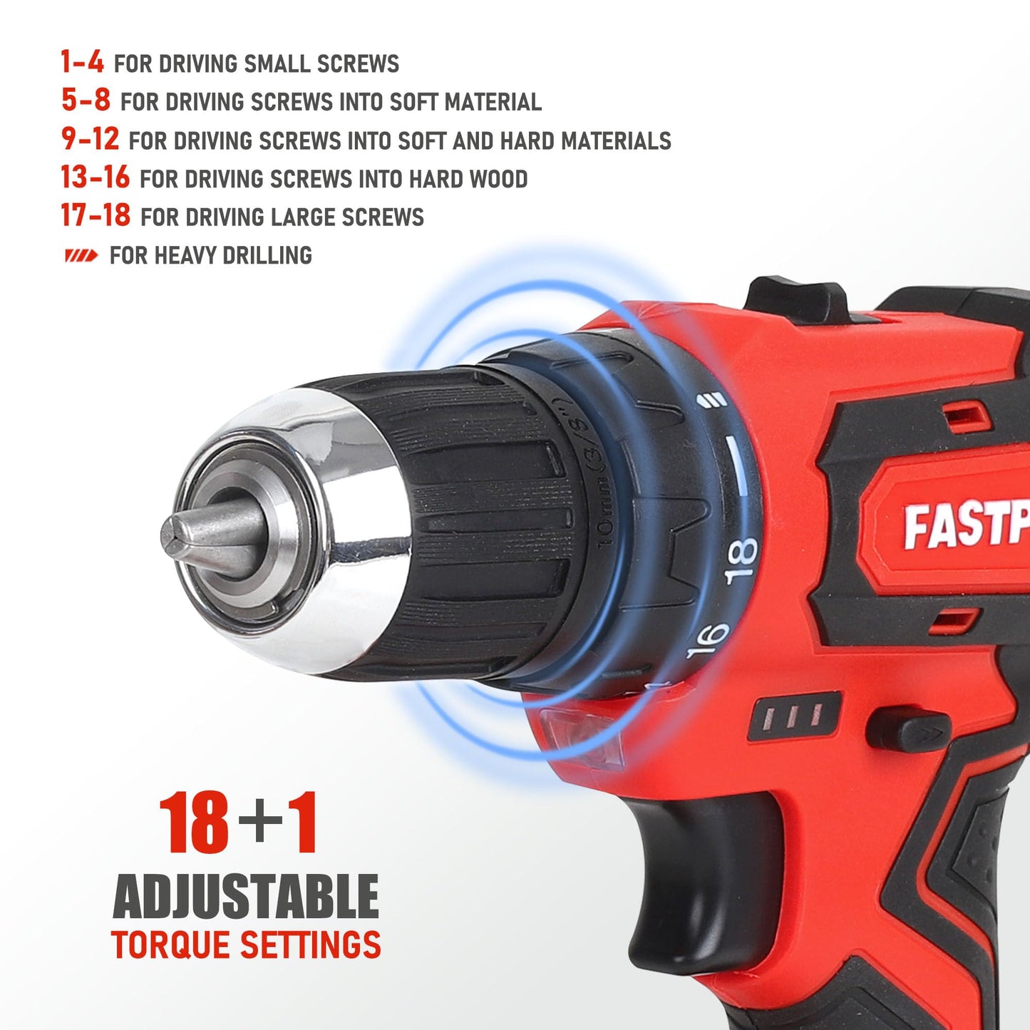 FASTPRO 232-Piece Home Tool Set with Drill, 20V Cordless Drill Driver, Household Repairing Tool Kit with Drill, 12-Inch Wide Mouth Storage Tool Bag Included, Red