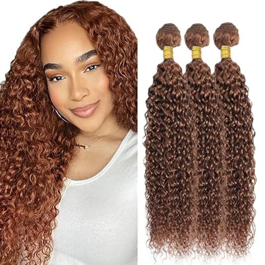 Labamiya Human Hair Bundles 14 16 18 Inch Blonde Light Brown 30# Jerry Curly Bundles Human Hair 12A Unprocessed Soft Sewn In Quick Weave Hair for Black Women