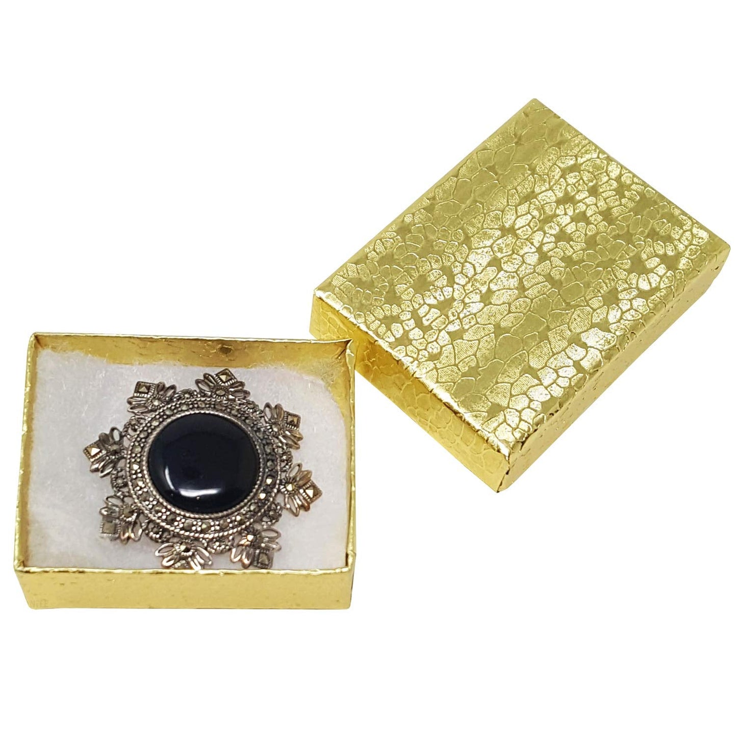MOOCA 100 Pcs Cotton Filled Cardboard Paper Gold Jewelry Box Gift Case, Number 11, 2 1/8 x 1 5/8 x 3/4 in, Gold Color