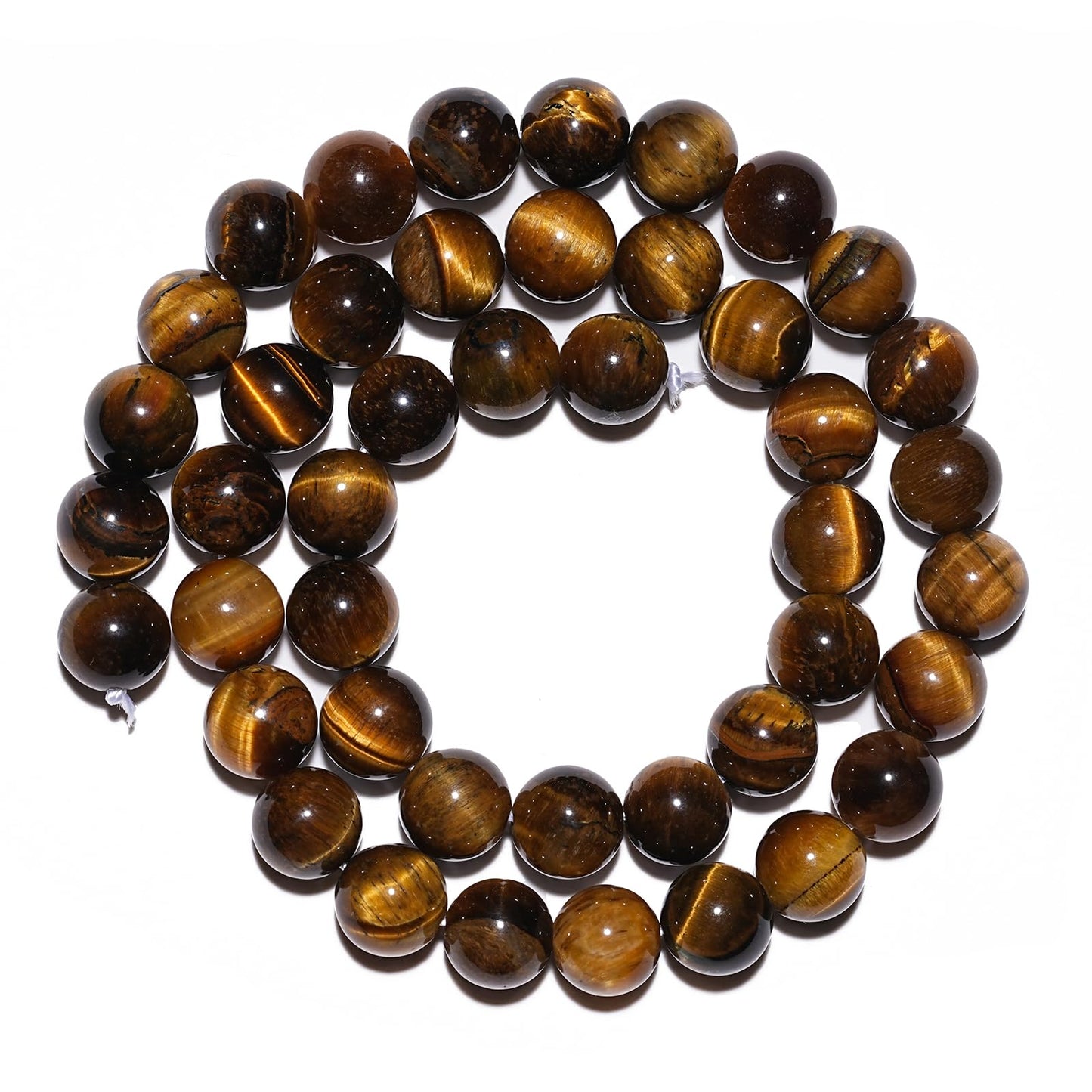 10mm Natural Yellow Tiger Eye Gemstone Beads Polished Round Smooth Stone Beads for Bracelets Jewelry Making 15inch Loose Beads