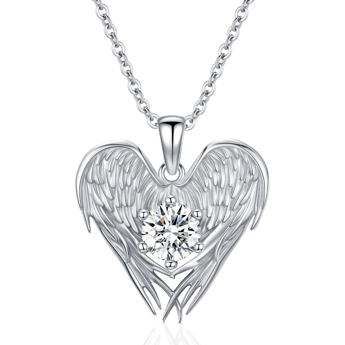 2 Carat Moissanite Necklace 925 Sterling Silver Jewelry Wings Pendant Necklace Best Gifts for Mom Women Girlfriend Grandma Friend Lover Her Wedding Birthday Anniversary Engagement Valentine's Day