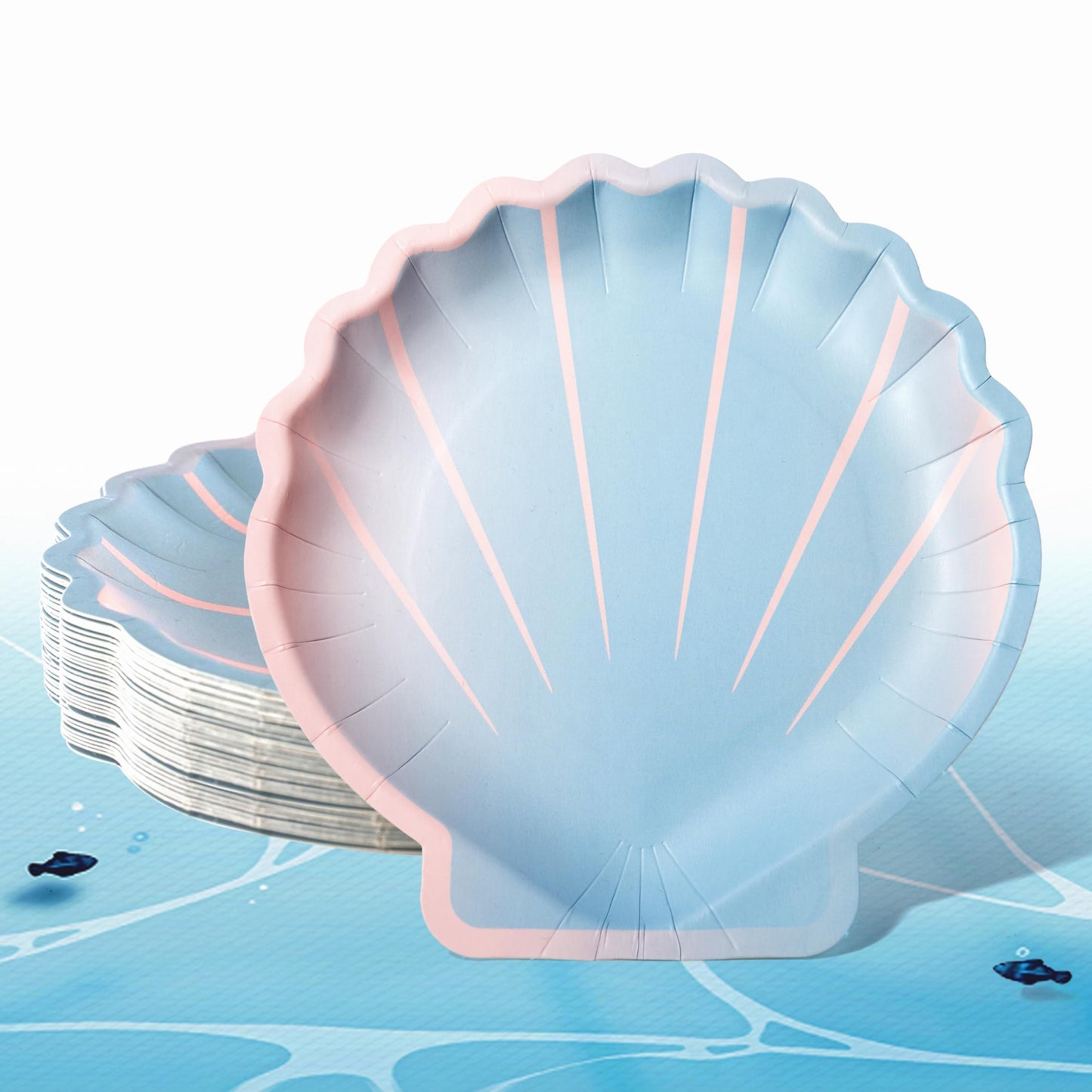 Cheerland Shell Plates Mermaid Plates for Mermaid Birthday Decorations Under the Sea Party Ocean Themed Party Iridescent Paper Seashell Dessert Plate for Kids Girls Beach Tableware 24 Pcs