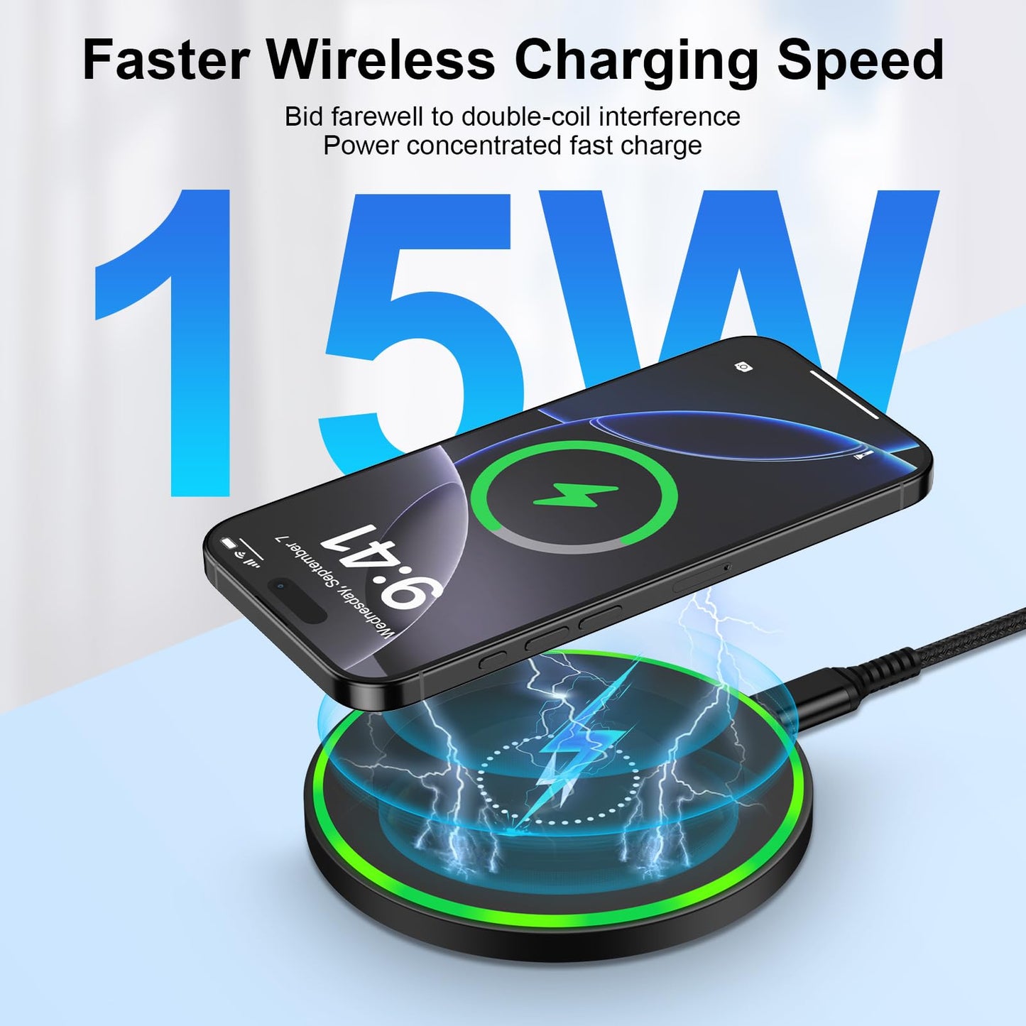 15W Wireless Charger for Motorola Fast Charging Pad for Moto G Power(2025)/Stylus(2025)/Edge+/Edge 70/Razr+/60 Ultra, 2Pack Android Wireless Charging Station for Pixel 10, Samsung S26 S25,with Adapter