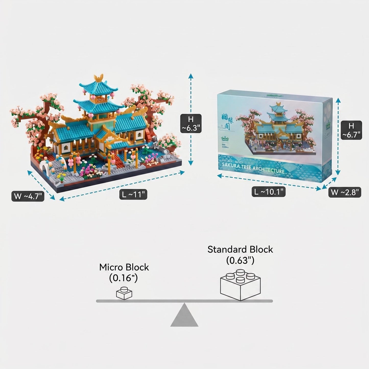 JXRLMB Chinese Classical Suzhou Gardens Micro Building Blocks Sets with Sakura Cherry Tree Challenging Construction Set for Adults, Home and Office Decoration, Gift for Age of 14+ 2350 pcs