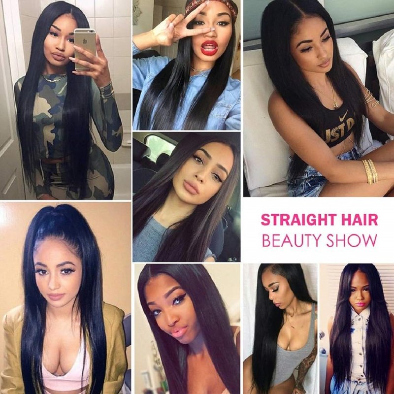 Straight Human Hair Bundles 14 16 18 Inches Brazilian 100% Unprocessed Virgin Hair Weave Bundles Human Hair Straight Weft Natural Black Color Hair Extensions for Women