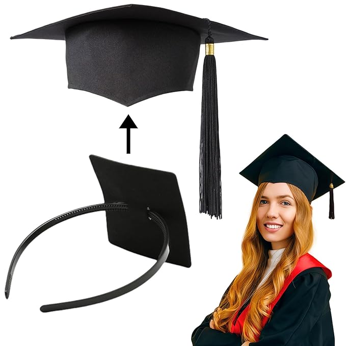 Pvoiue Graduation Cap Headband Insert, Grad Caps Headband Insert, Adjustable, Secures Cap and Keeps Hairstyle, Upgraded Interior Design, Simple and Practical Anti-Fall Hairband for Graduation