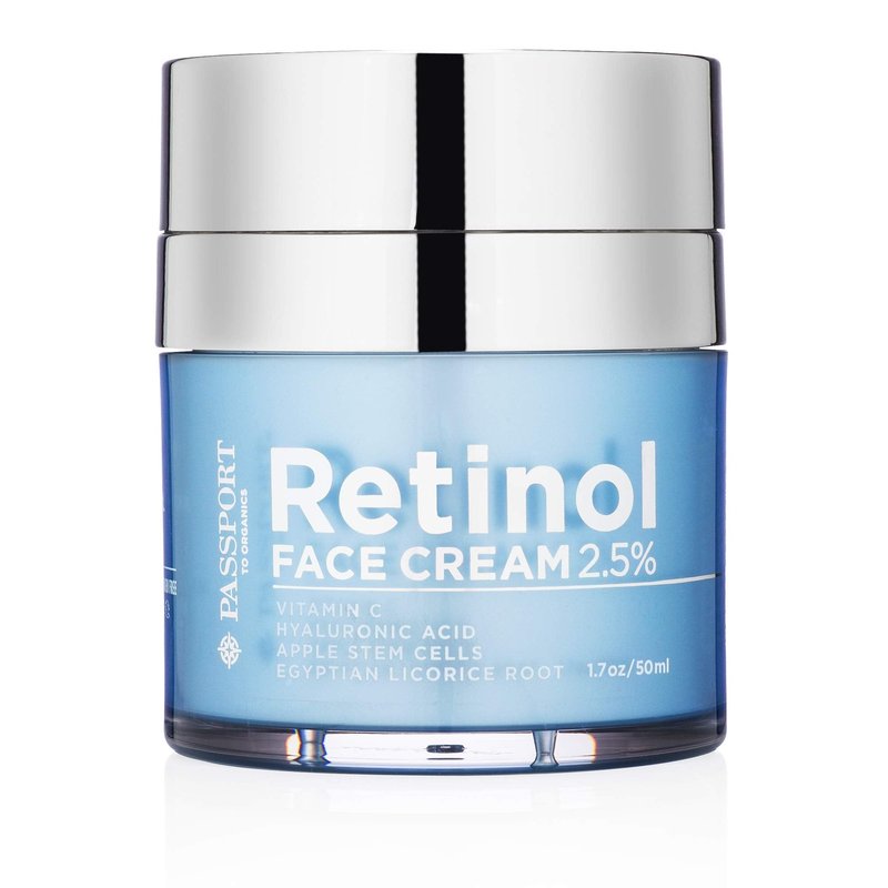 Passport to Organics Retinol 2.5% High Potency Face Cream - Anti-Aging Cream - Organic Moisturizing Cream with Vitamin C, Hyaluronic Acid & Essential Oils - Retinol Moisturizer for Dry Skin - 1.7oz