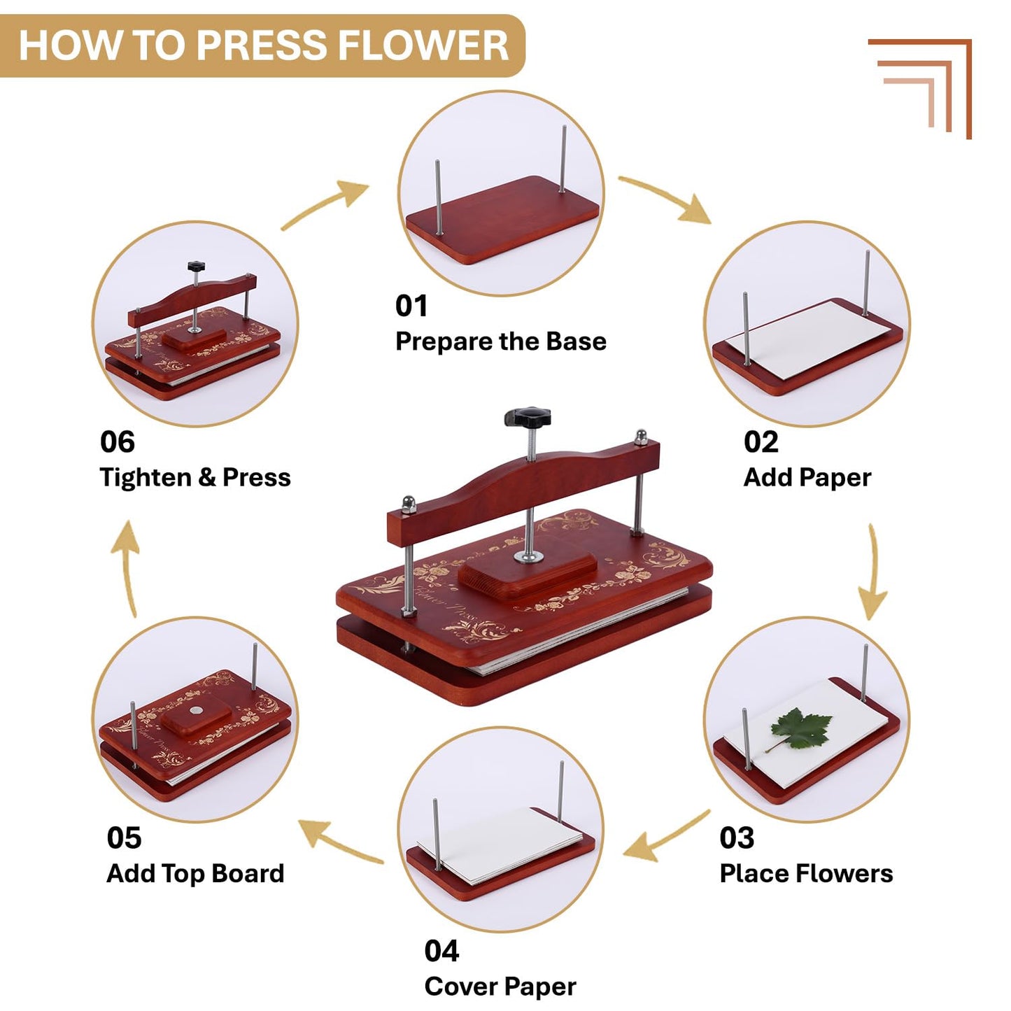Nuvograin Large Flower Press Kit,Easy One-Step Wooden Plant Press,12.6 x 7.68 inch Flower Presser for Kids & Adults, Great for Thanksgiving & Christmas Gifts