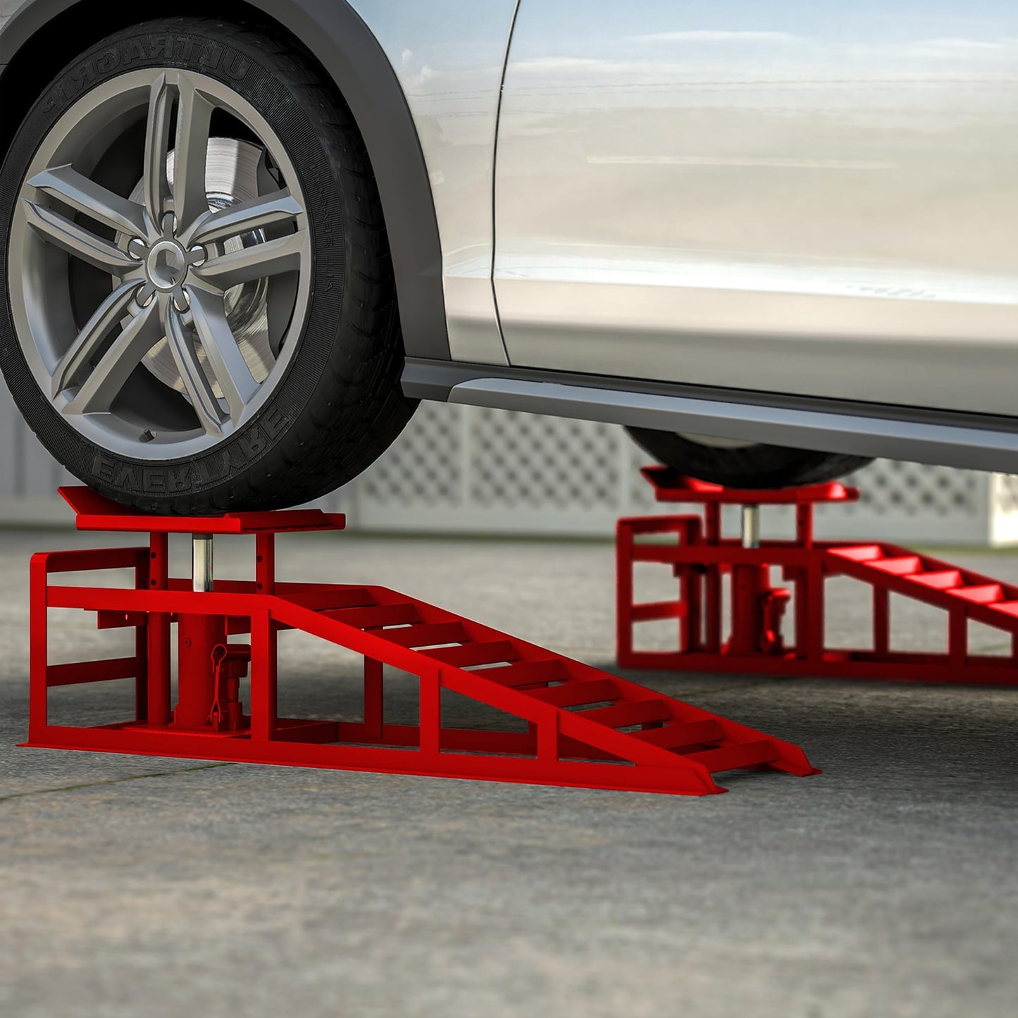 2 Pack Hydraulic Car Ramps 6600 LBS 3 T Low Profile Auto Car Truck Vehicle Service Ramps Lift for Garage Car Repair