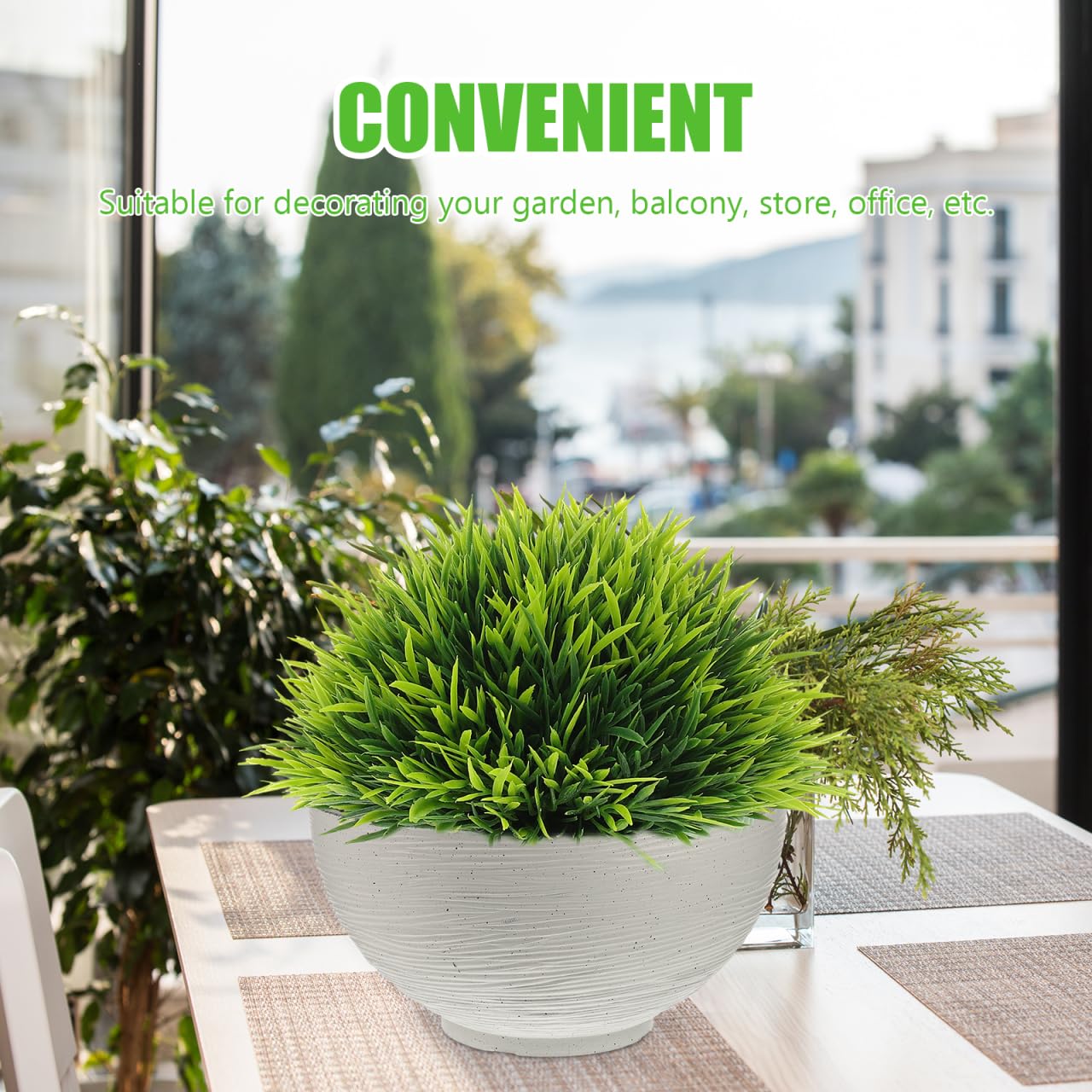 Housoutil Hydroponic Flower Pot 13.77 Inch White Quartz Desktop Planter for Water Lily Succulents Bonsai Indoor Outdoor Garden Decoration