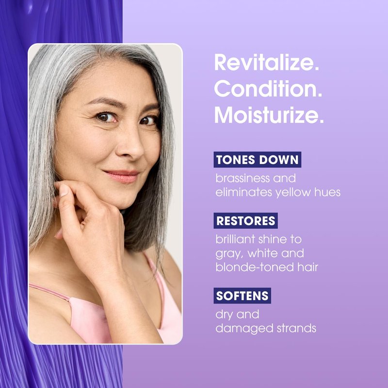 One 'N Only Shiny Silver Color Enhancing Conditioner for Women - Purple Conditioner to Neutralize Yellow & Brassy Tones - Restores Shine & Moisture for White, Gray, Blonde & Highlighted Hair (12 oz)