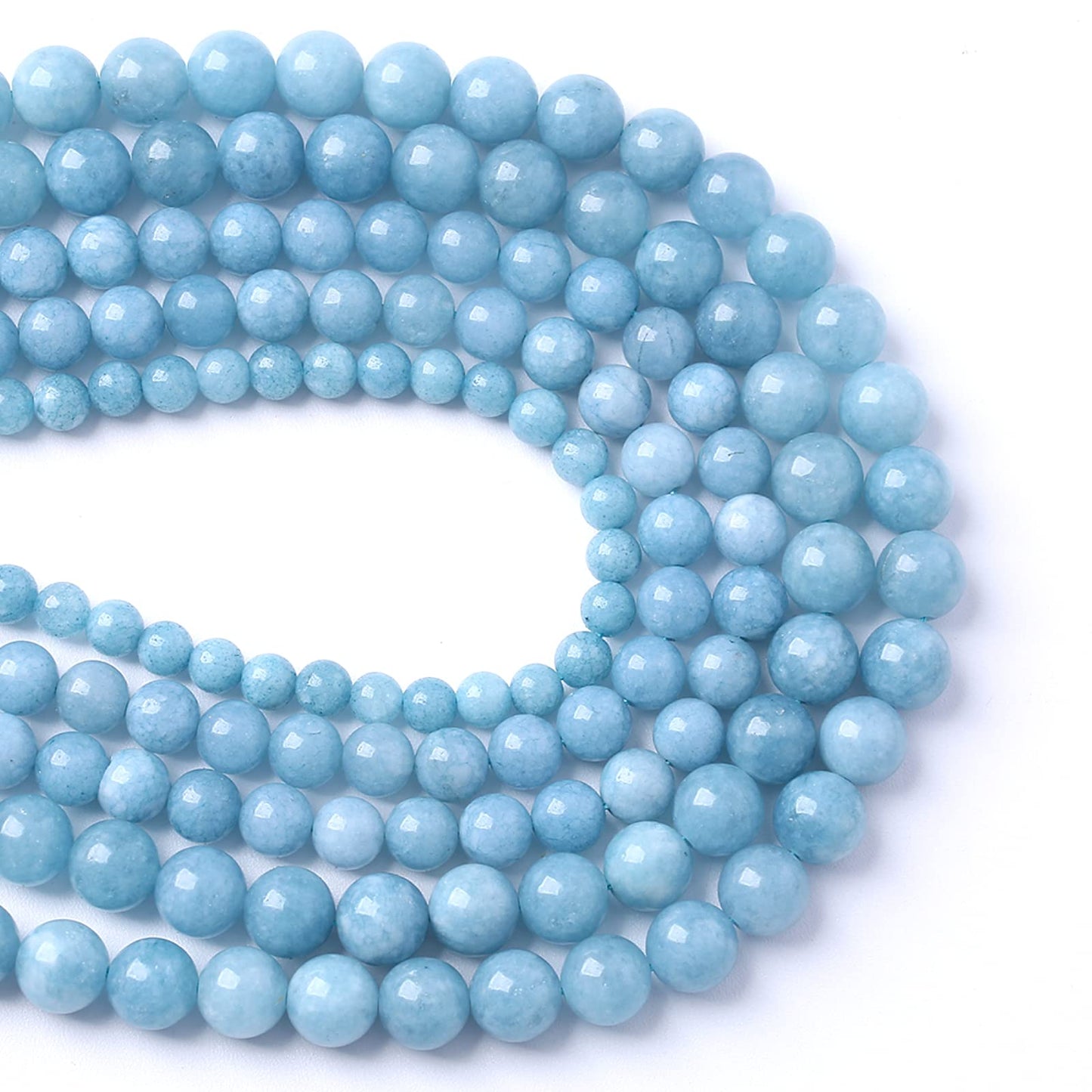 10MM 38PCS Blue Aquamarine Jade Loose Beads for Jewelry Making DIY Bracelet