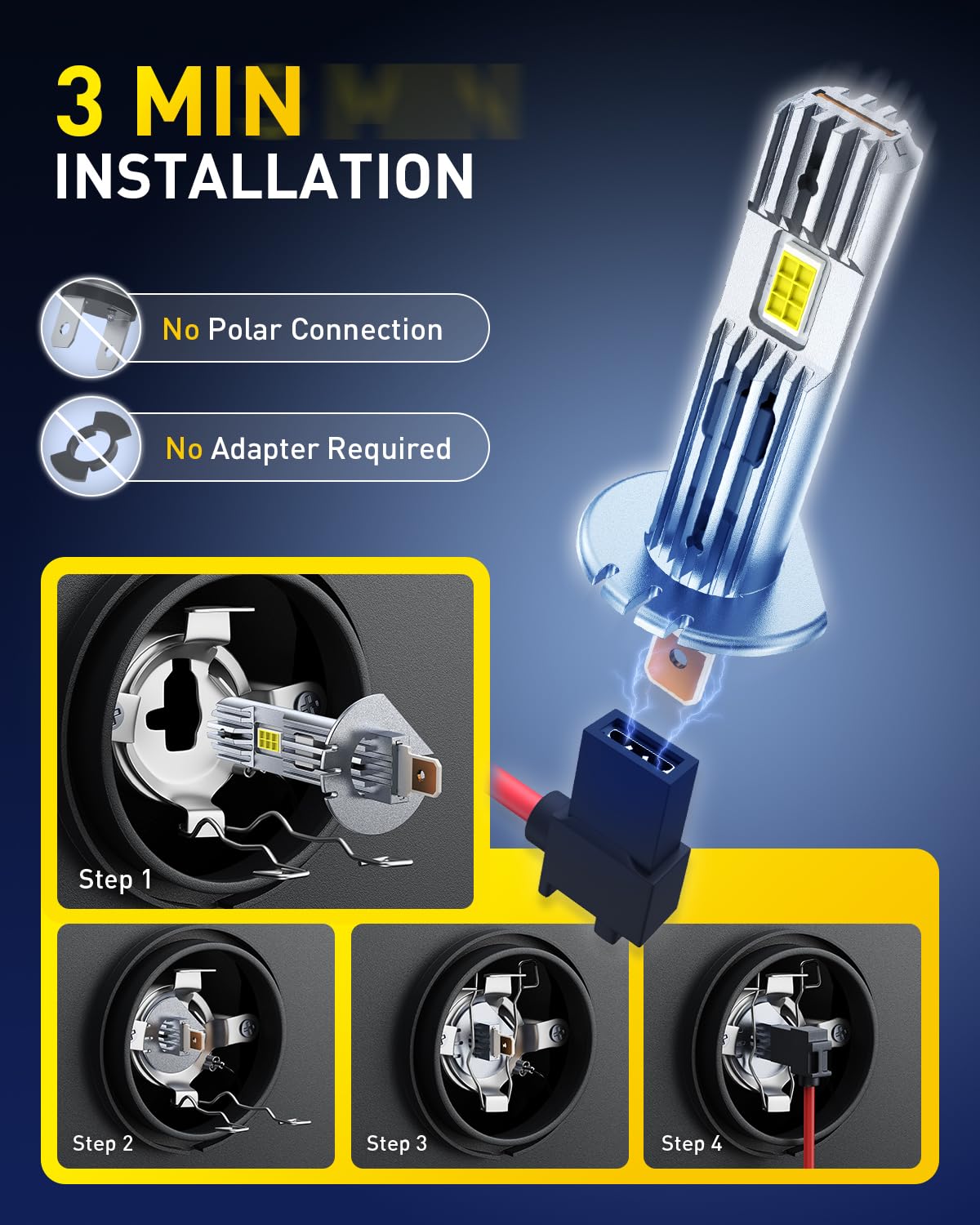AUXITO H1 Bulb, 600% Brighter 6500K White, Direct Fit Mini Size, Hassle-Free Plug & Play, Extended Lifespan, Flicker-Free Operation, Pack of 2