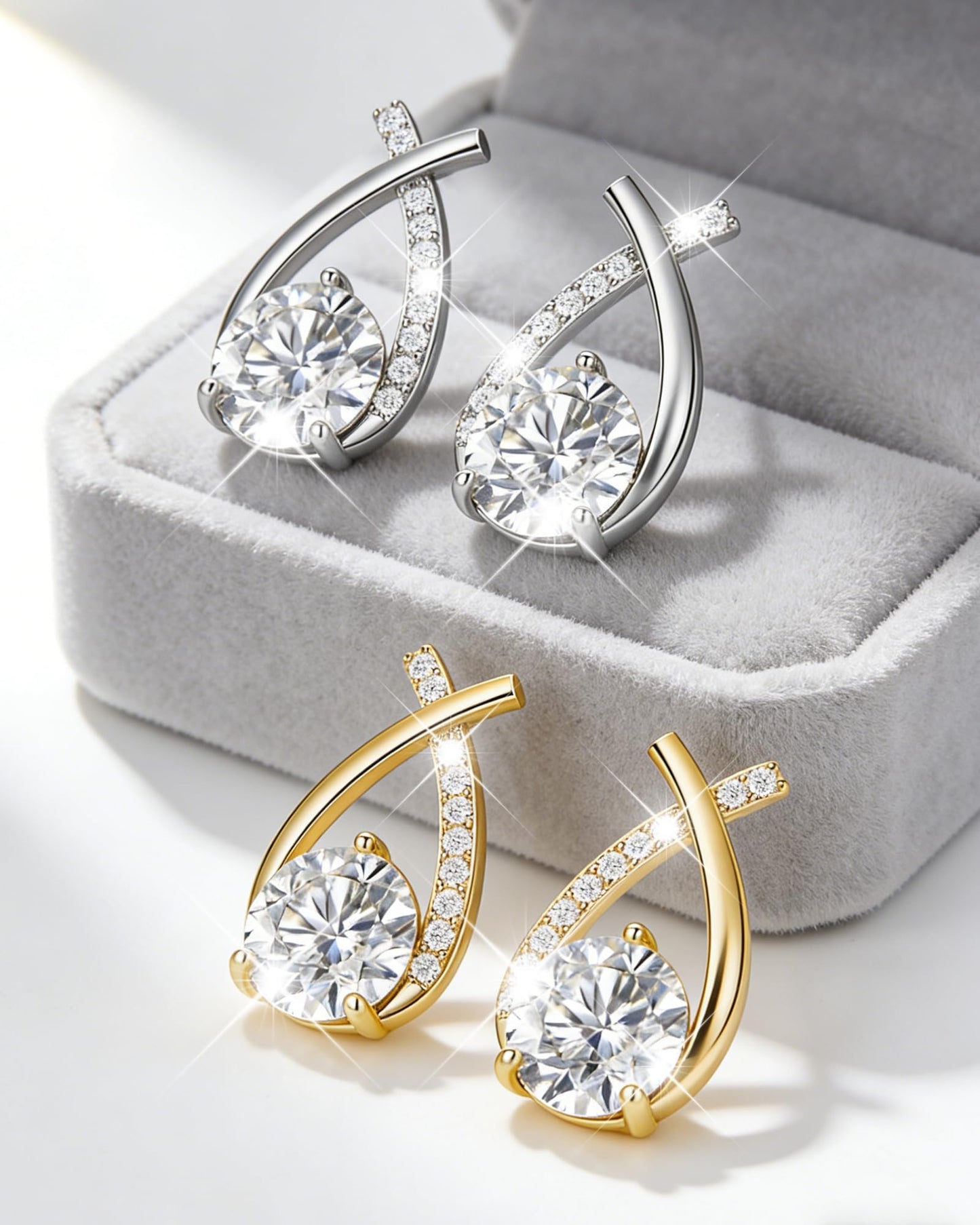 2 Pairs Lymphatic Earrings for Women Lymphatic Drainage Moissanite Hoop Earrings Lymphvity Therapy Germanium Ear-rings Silver Cubic Zirconia Moissanite Ear-rings Jewelry Gifts for Her