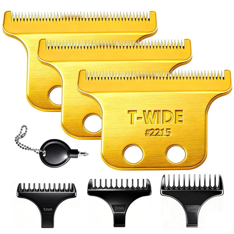 Replacement T Wide Blades for Wahl 5 Star Detailer Li Trimmer | Adjustable Stainless Steel Zero-Gap (2PCS)