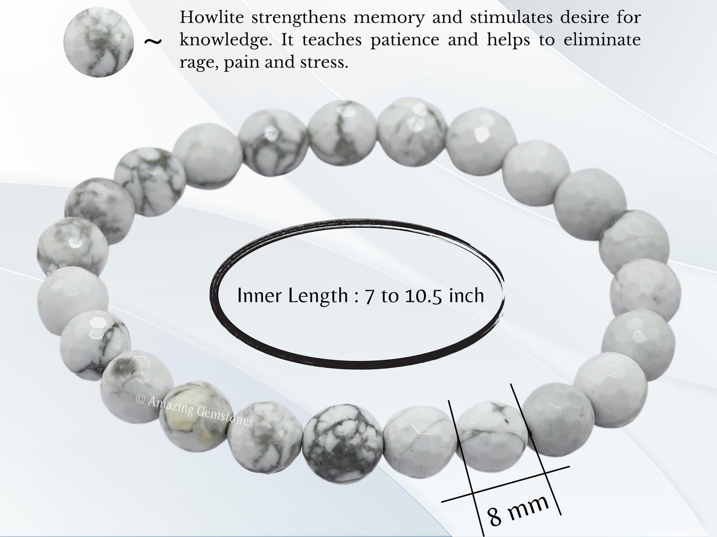 Amazing Gemstone Howlite Bracelet for Women - Chakra Mens Bracelet Protection Crystals and Healing Stones - Blessing Bracelet Spiritual Meditation Gift Christmas Stocking Stuffers