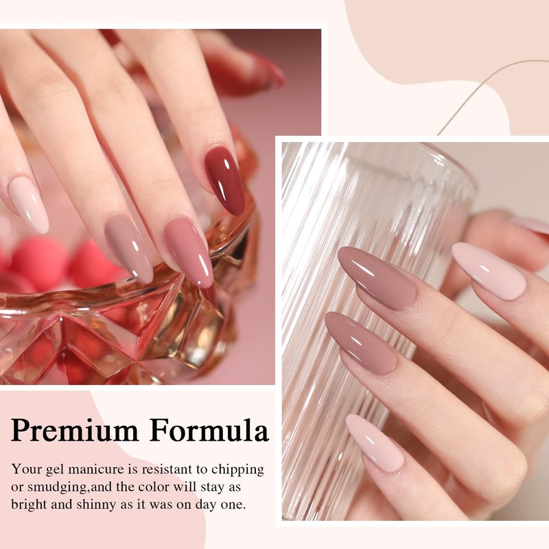 Larvall Beautpal 40 PCS Gel Nail Polish Set All Seasons Collection 36 Colors Gel Polish 7ml Popular Nude Pink Red Blue Glitter Nail Polish Starter Kit Soak off Nail Art DIY