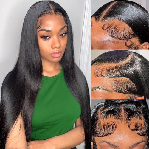 Profairsor 24 Inch Lace Front Wigs Human Hair Straight 13x6 Frontal Human Hair Lace Front Wigs Pre Plucked Glueless HD Transparent Lace Front Wigs 13x6 Wigs for Black Women Straight Wigs