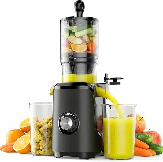 OLIXIS Cold Press Juicer, Masticating Juicer Machine with Reverse Function, Juice Extractor for Making Nut Milk, Easy Clean & Blade-Free, Black