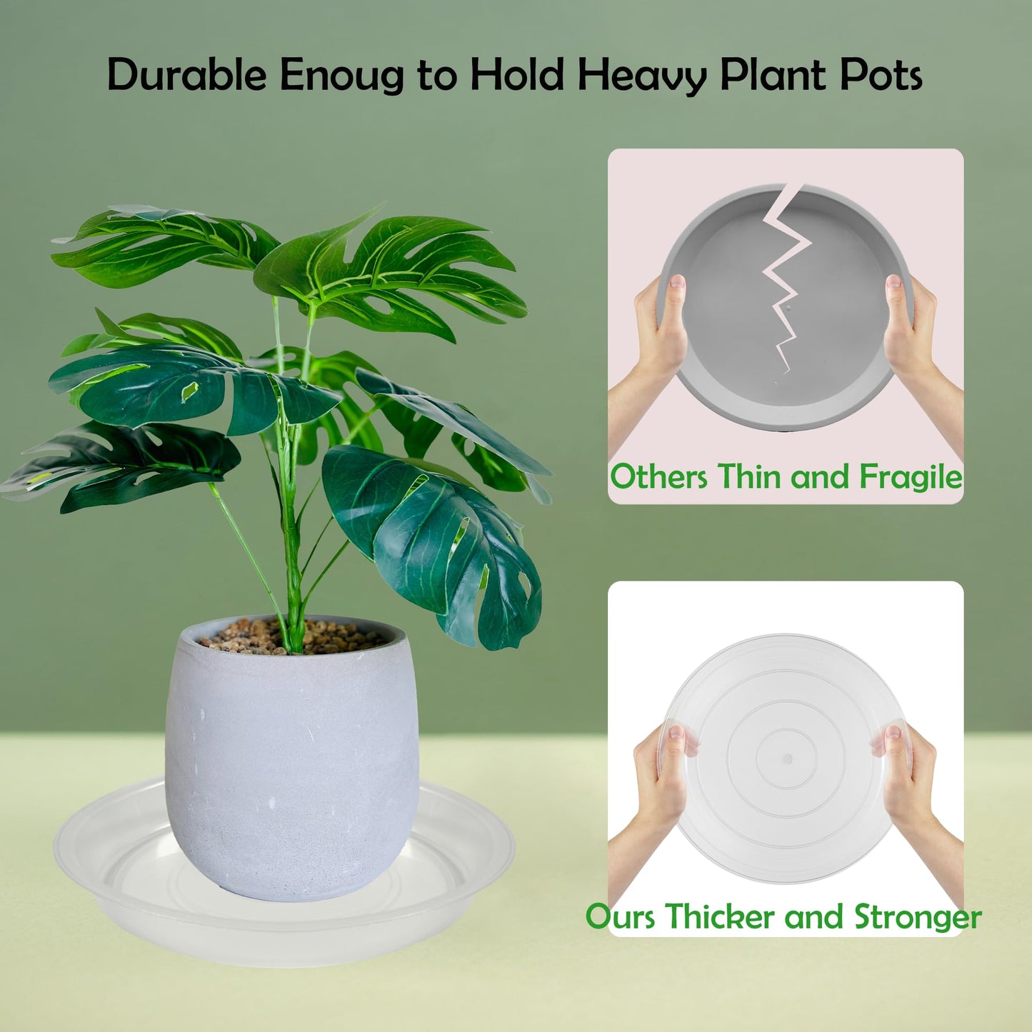 TNTIWQ 12 Pack 10 Inch Round Plant Saucers for Less 8 Inch Pot Indoors Outdoors Plant Trays for Pots Planter Saucer Plastic Drip Tray Planter Water Tray (Clear, 10"(12pcs))
