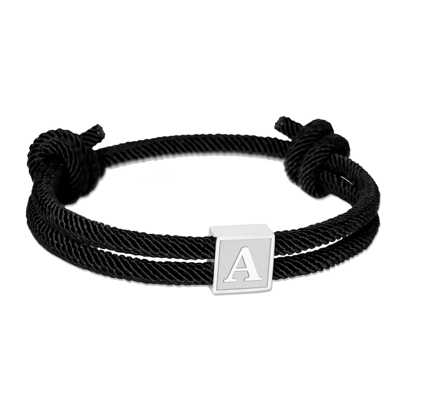 BHDJSHX Christmas Stocking Stuffers For Teenager,26 Letter Alphabet Bracelet (Letter A) - Adjustable Black Rope Initial Jewelry for Couples, Friends & families