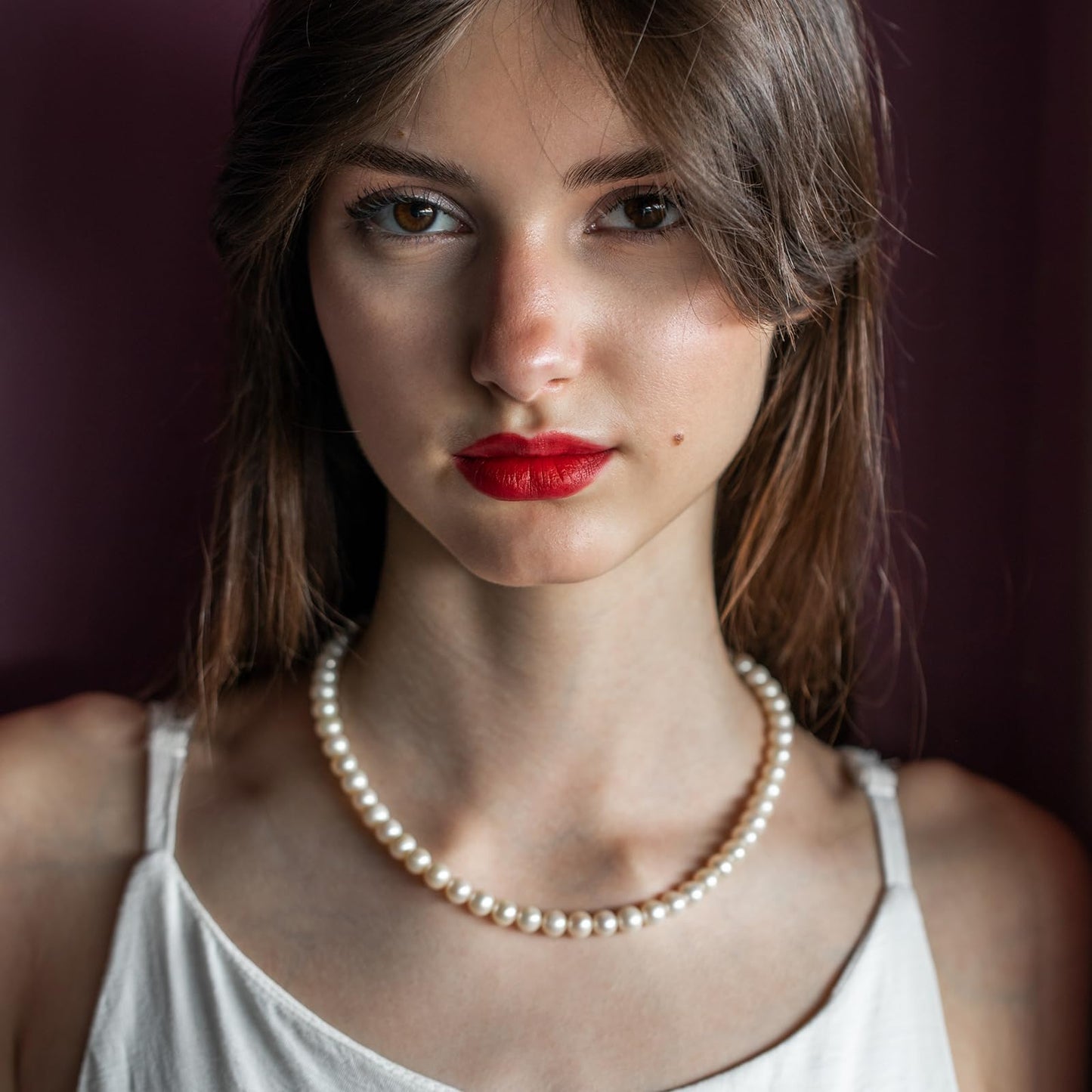 Round Imitation Pearl Necklace for Women, 6MM Cream White Rounds Pearl Choker Dainty Round Imitation Pearls Choker Necklace for Wedding Prom Jewelry Gifts