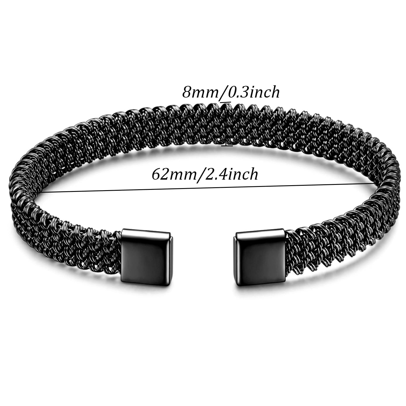 LXBQYSTO Cable Wire Twisted Cuff Bangle Bracelet For Women 14K Gold/rose/silver Stainless Steel Jewelry for Women Gift (Open-Black)