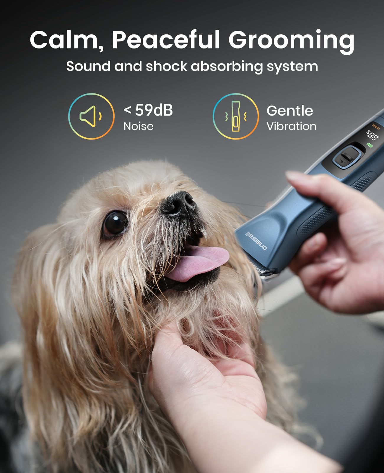 oneisall Professional Cordless Clippers for Groomers, Heavy-Duty Dog Clippers for Thick Coats Doodles, 2-Speed Upgrade Motor, Detachable Batteries, Carbon Steel Blade（Blue）