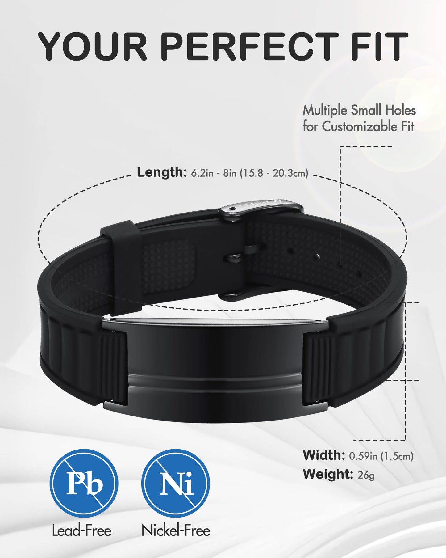 Feraco Ultra Strength Magnetic Bracelets for Men Women, Silicone Sports Wristband for Balance & Energy with Powerful Magnets, Waterproof & Adjustable Health Bracelet