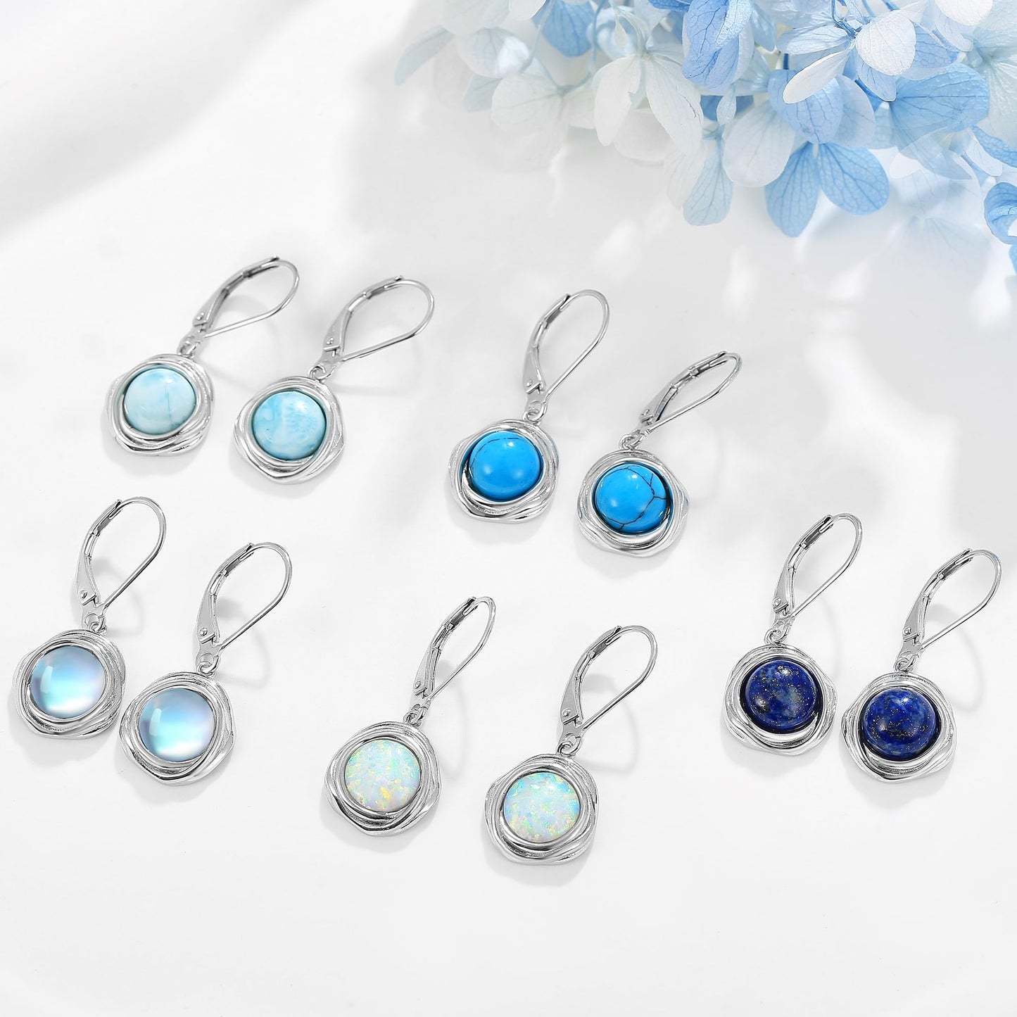 POPLYKE Moonstone Earrings Dangle for Women 925 Sterling Silver Leverback Earrings for Women Moonstone Jewelry