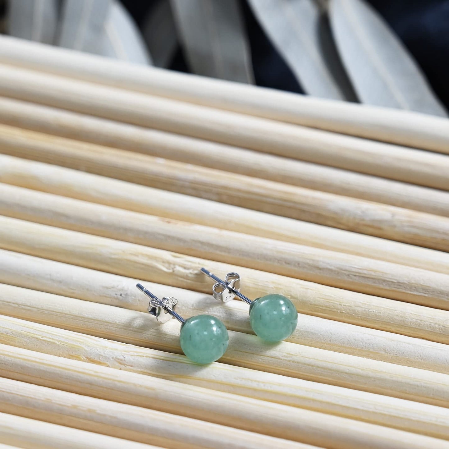 Jade Earrings Studs, 6mm Green Jade Earrings for Women, 925 Sterling Silver Stud Earrings for Sensitive Ears, Green Jewelry for Women & Men, Good Luck Handmade Earrings Gift for Birthday Anniversary