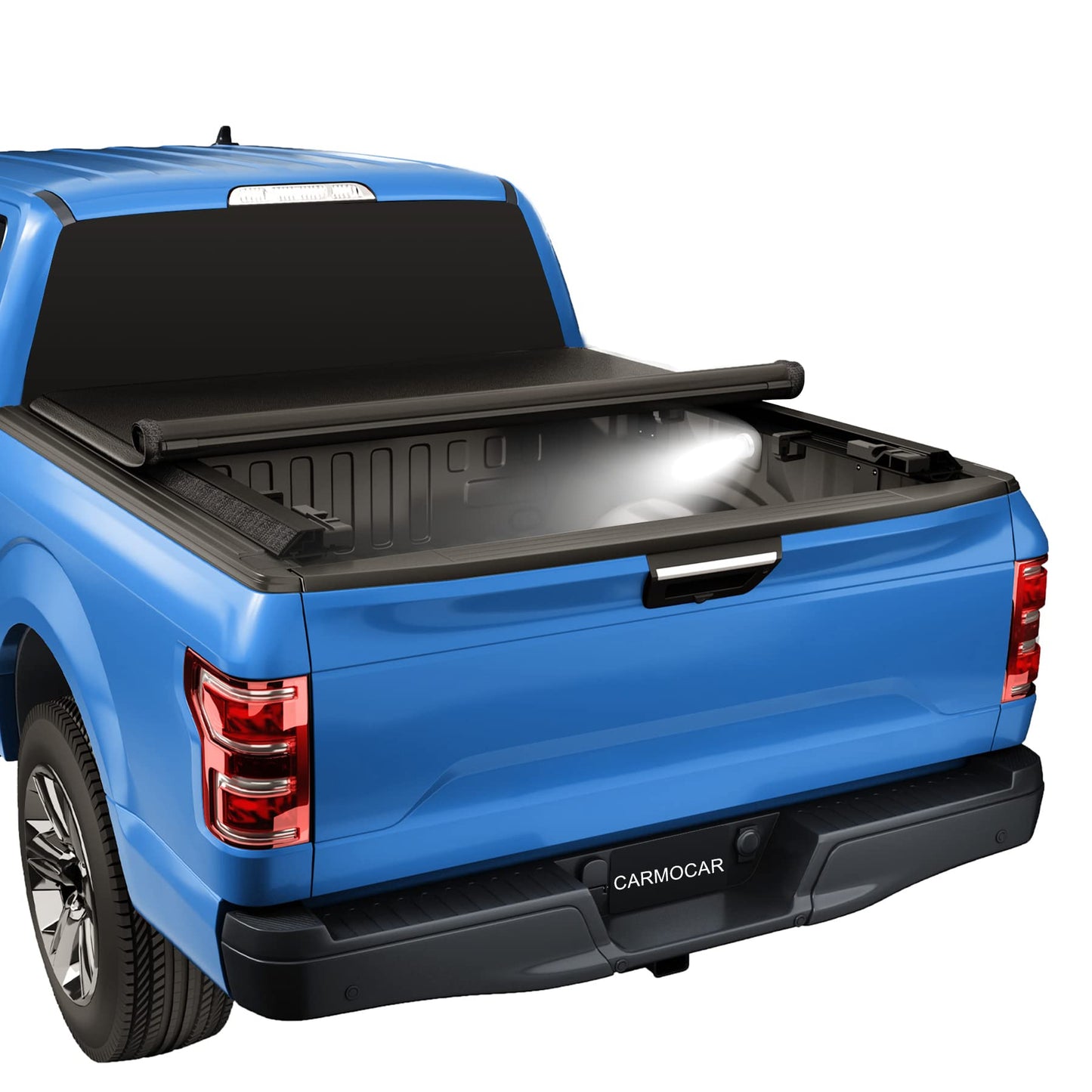 CARMOCAR Pickup Truck Bed Covers Replacement for Toyota Tundra 2007-2021 6.5FT Bed Soft Roll-Up Tonneau Cover Accessories with Led Light