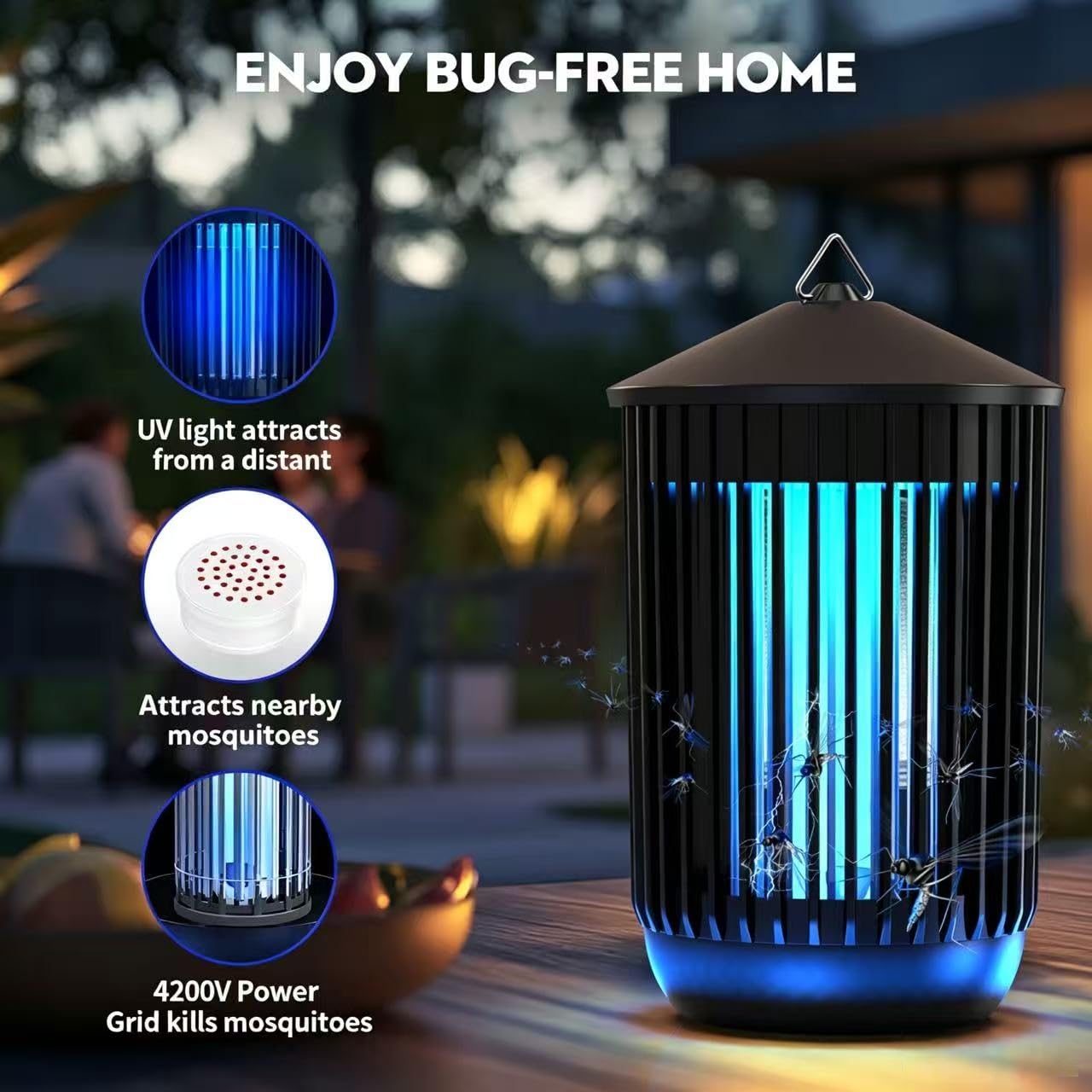 Flyghost Bug Zapper Outdoor Indoor, Mosquito Zapper, Electric Fly Traps IPX4 Waterproof 20W Lamp Fly Insects Traps for Patio, Garage, Backyard, Porch