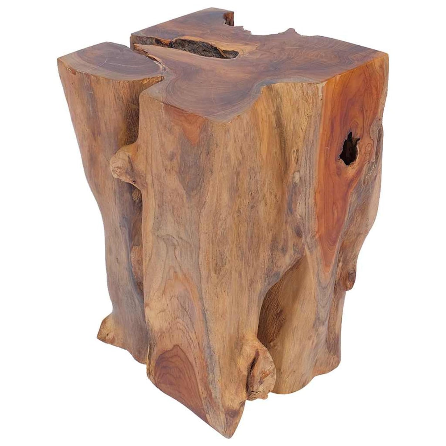Tidyard Handmade Teak Wooden Stool with Rustic Charm, Unique Footrest or Side Table for Living Room 30 x 30 x 40 cm