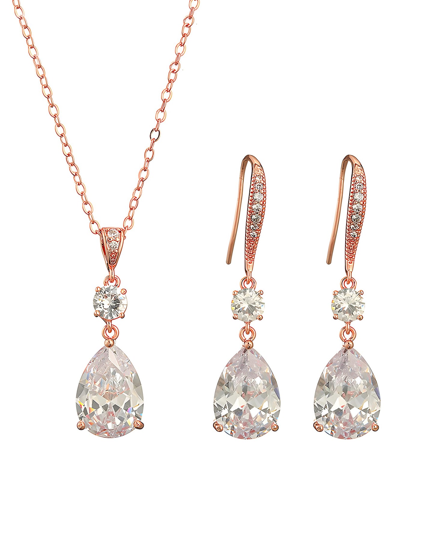 Deerllia Teardrop Necklace Cubic Zirconia Drop Wedding Bridal Pendant Necklace for Women, Silver Gold Plated Copper Brass Micro Inlay CZ Simple Fine Jewelry Gifts Mother's Day Valentines