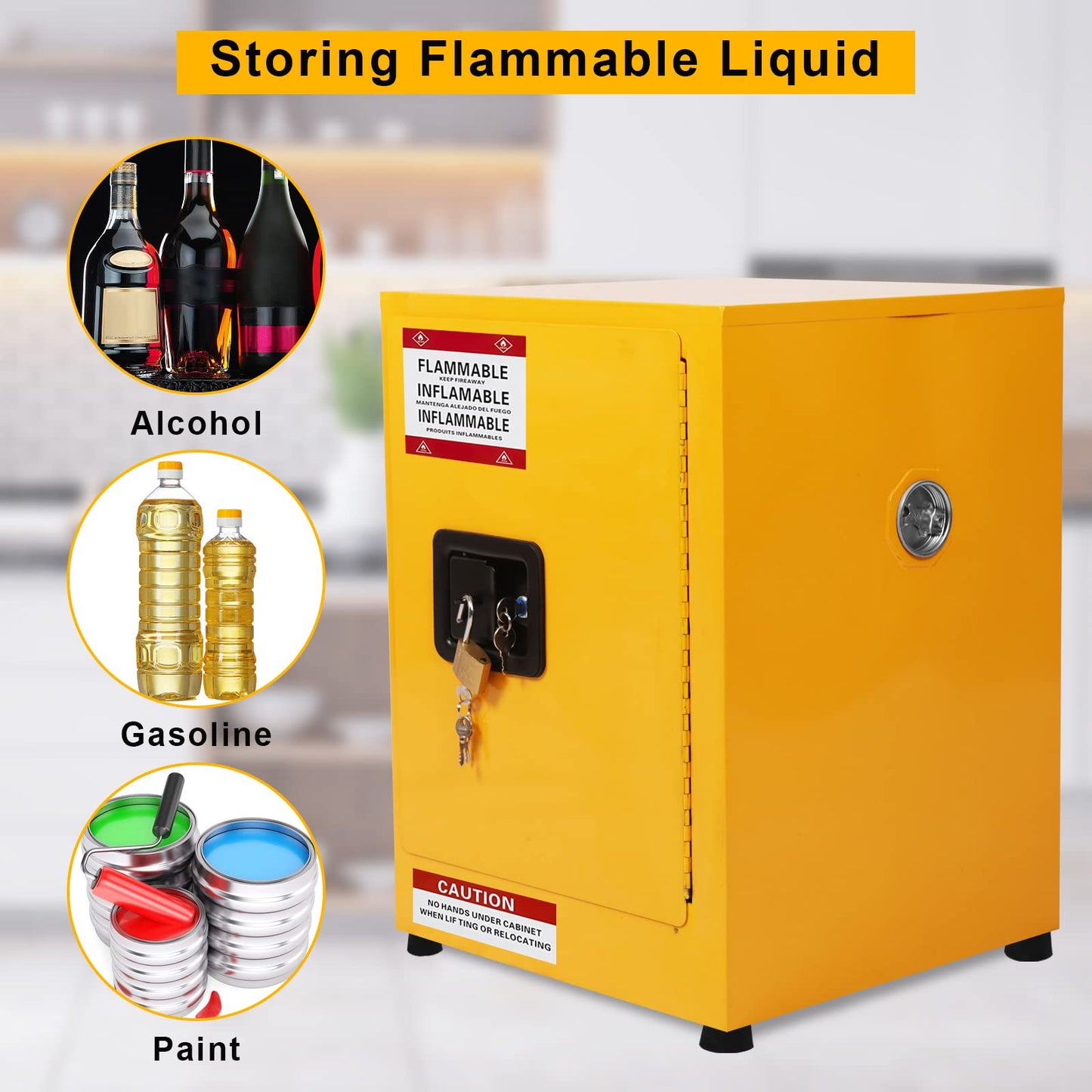 MERXENG 17" x 17" x 18" Galvanized Steel Safety Cabinet, Flammable Liquids Storage Cabinet Fireproof Leakproof Cabinet for Industry and Home