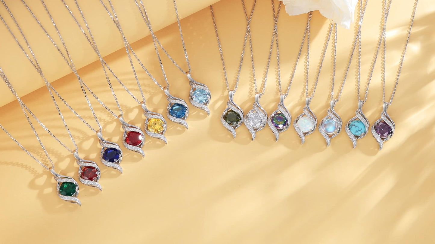 FANCIME June Birthstone Necklace for Women Round Moonstone Necklace S925 Sterling Silver full Love Birthday Gifts for Mom Women, 16"+2" Inches
