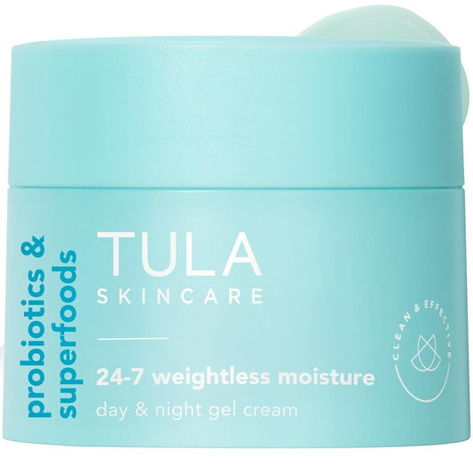 TULA Skin Care 24-7 Weightless Moisture Hydrating Day & Night Cream - Travel-Size, Anti-Aging Lightweight Gel Cream Moisturizer for Face, Contains Watermelon & Blueberry Extract, 0.5 oz.
