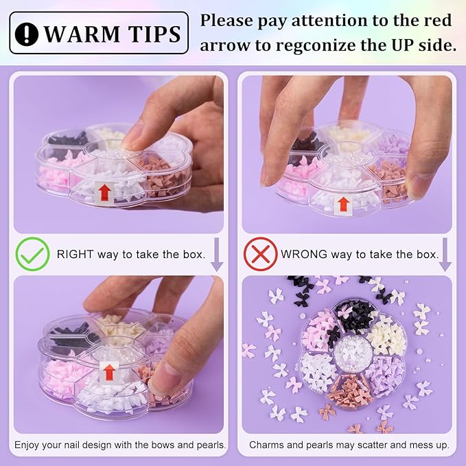 1 Box 3D Bow Nail Charms and Flatback Pearls Set 11, 120 Pcs Pink White Black Cute Bow Charms for Nail Design + 2-4mm White Nail Pearls with Pickup Tweezer and Pencil for Nail Art Decoration